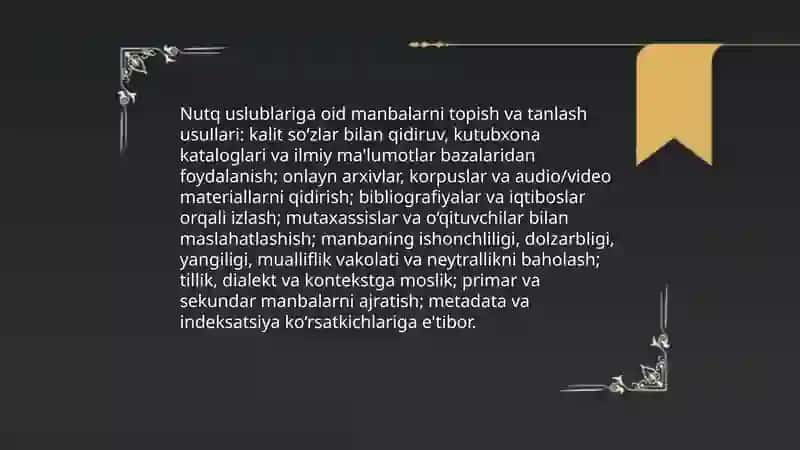 Nutq uslublariga oid manbalar bilan ishlash 3