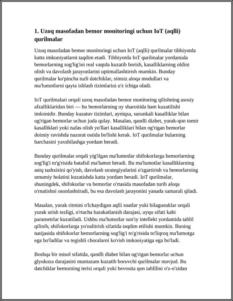 Uzoq masofadan bemor monitoringi uchun IoT (aqlli) qurilmalar 3