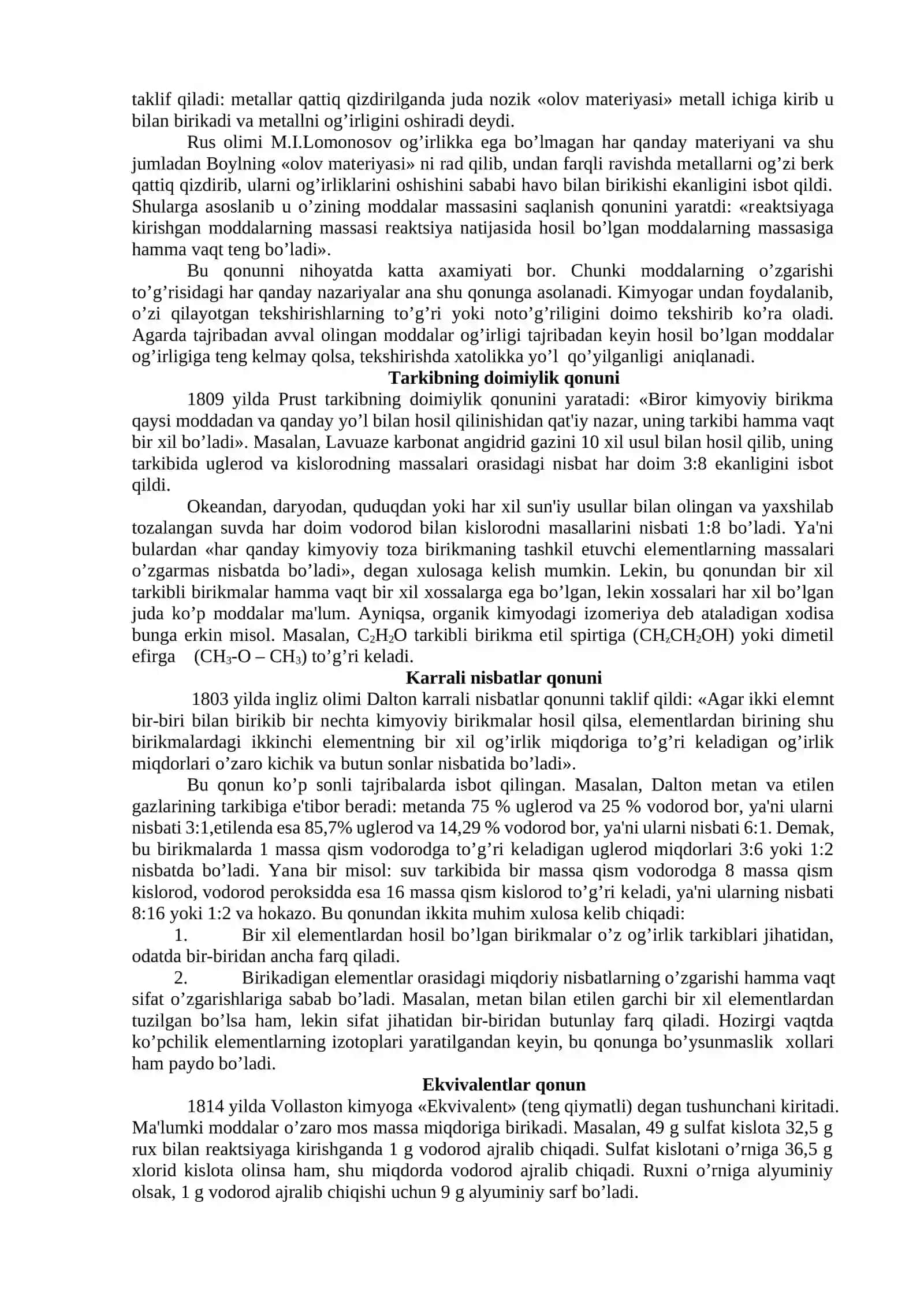 Kimyo fanining asosiy vazifalari va qonunlari 3