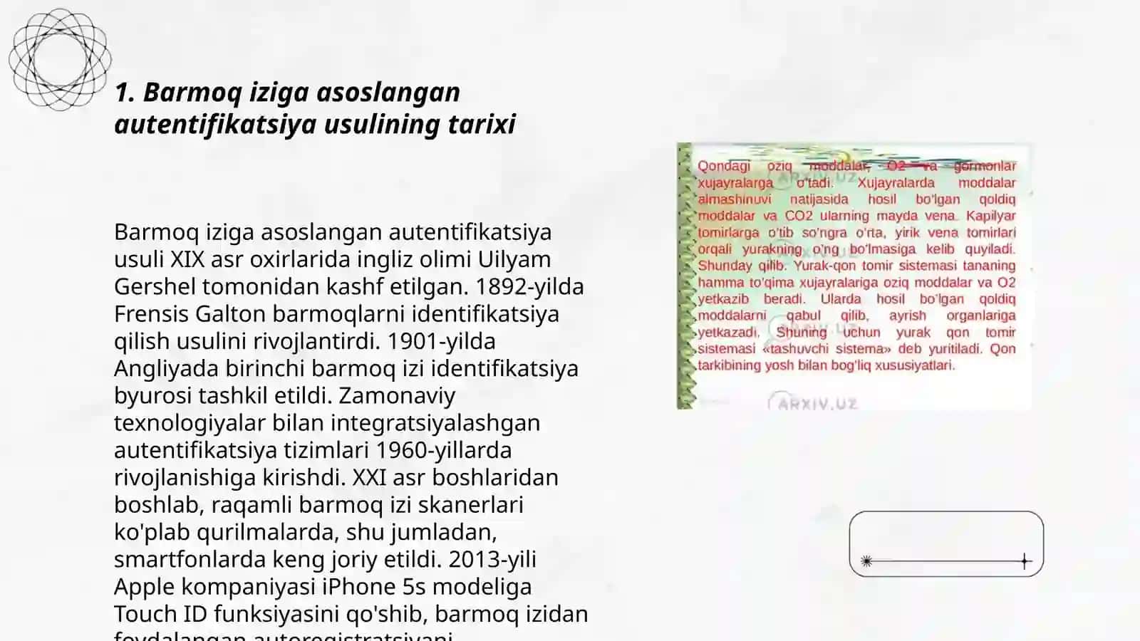 Barmoq iziga asoslangan autentifikasiya usuli va uning xususiyatlari 3