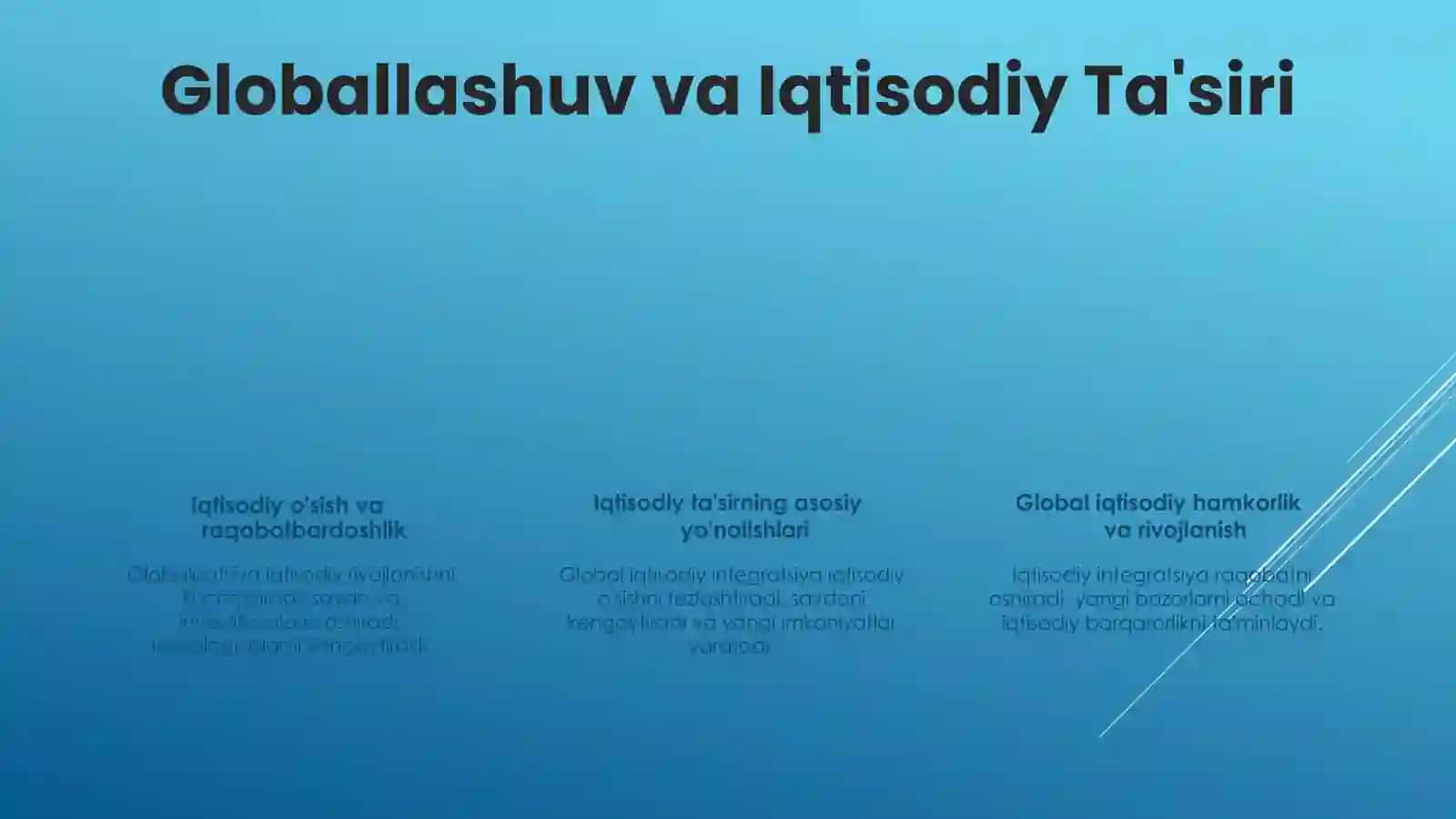 Globallashuvning milliy rivojlanishga o'tkazayotgan tasiri va uning oqibatlari 3