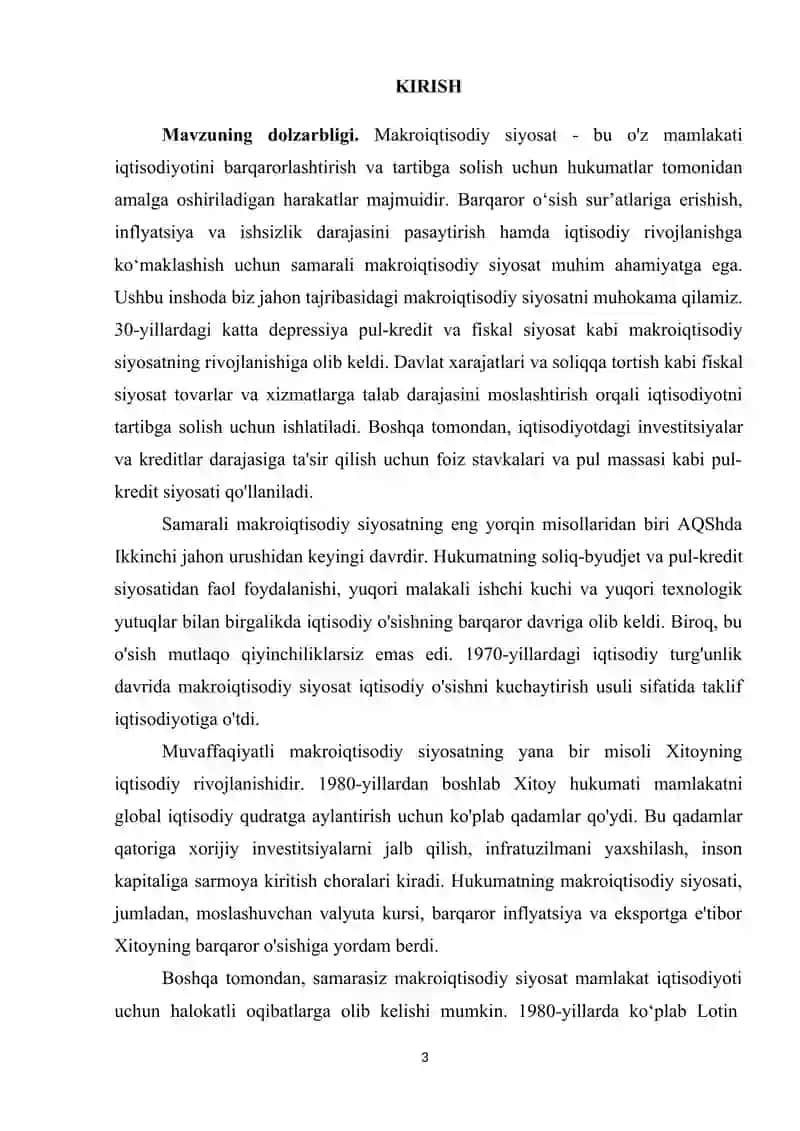 MAKROIQTISODIY SIYOSAT TUSHUNCHASI VA KO'RINISHLARI 3
