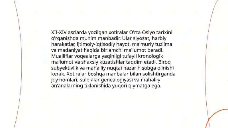 XII-XIV asrlarda O'rta osiyo tarixiga oid xotiralar muhim manba sifatida 3