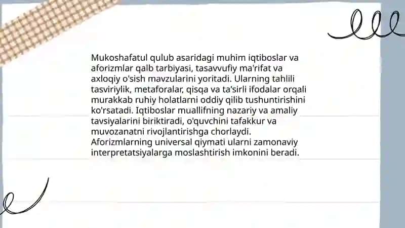 Mukoshafatul Qulub asari haqida 3