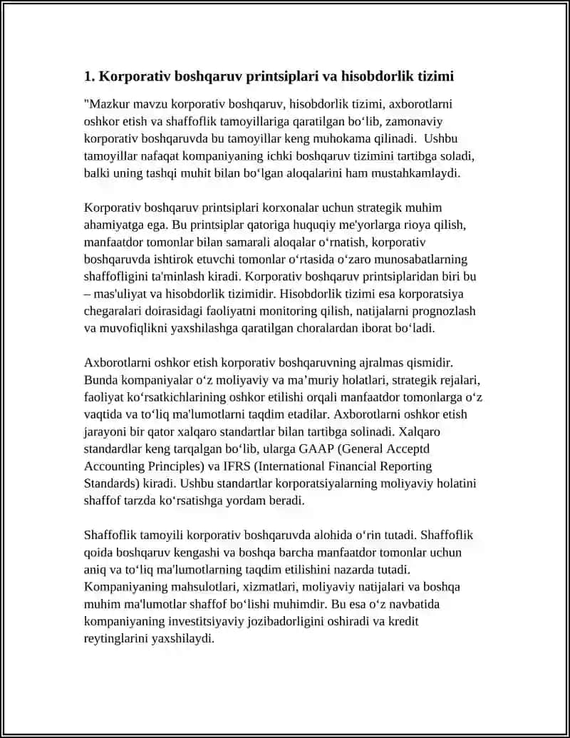 KORPORATIV BOSHQARUVDA HISOBDORLIK, AXBOROTLARNI OSHKOR ETISH VA SHAFFOFLIK 3