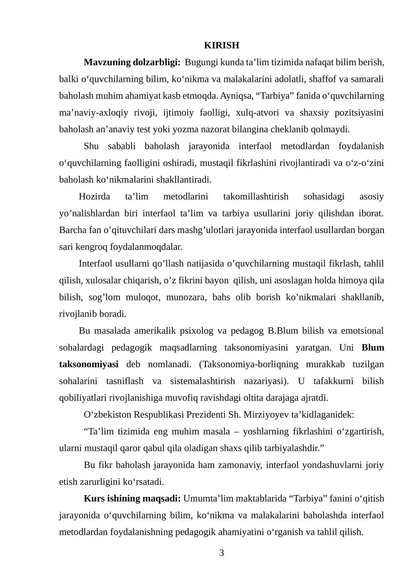 TARBIYA FANINI O‘QITISHDA O‘QUVСHILAR BILIM, KO‘NIKMA VA MALAKALARINI TASHXIS ETISH 3