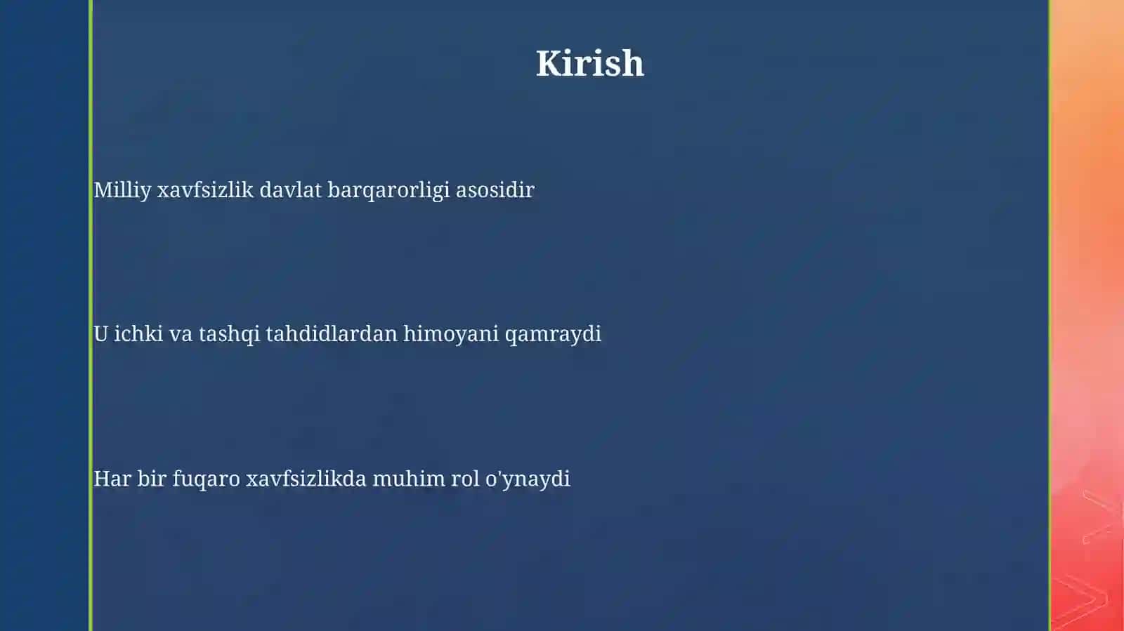 Milliy xavfsizlikni ta'minlash borasida amalga oshirilayotgan ishlar 3