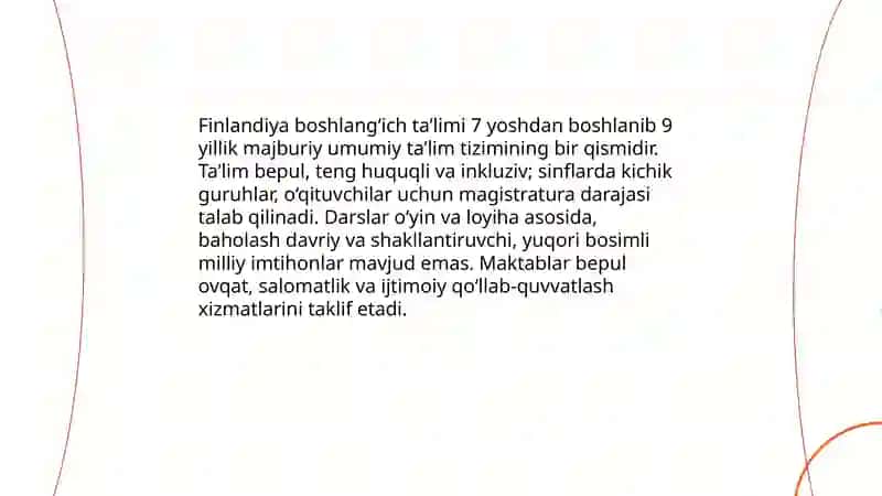 Finlandiya boshlang’ich ta’lim 3