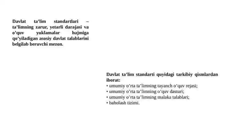 Boshlang'ich ta'limga oid DTS talablari, mazmun mohiyati 3