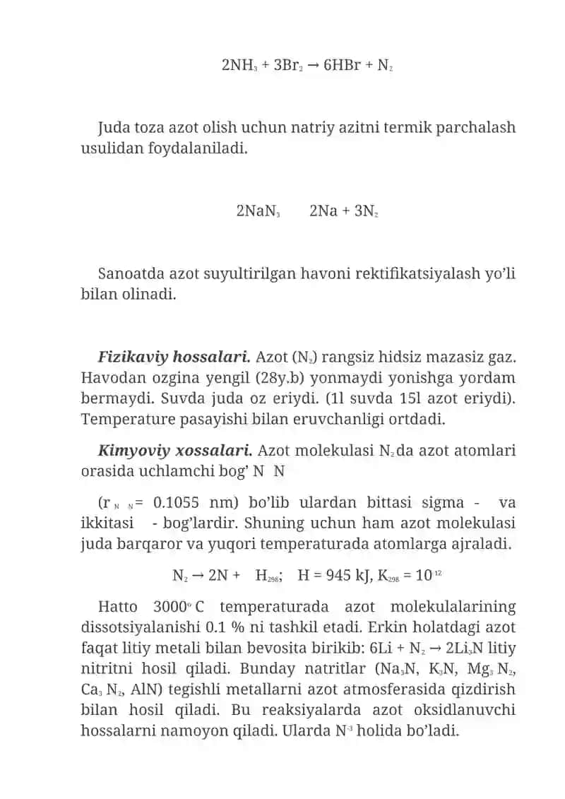 Azotning hossalari va ishlatilishini o’rganish 3