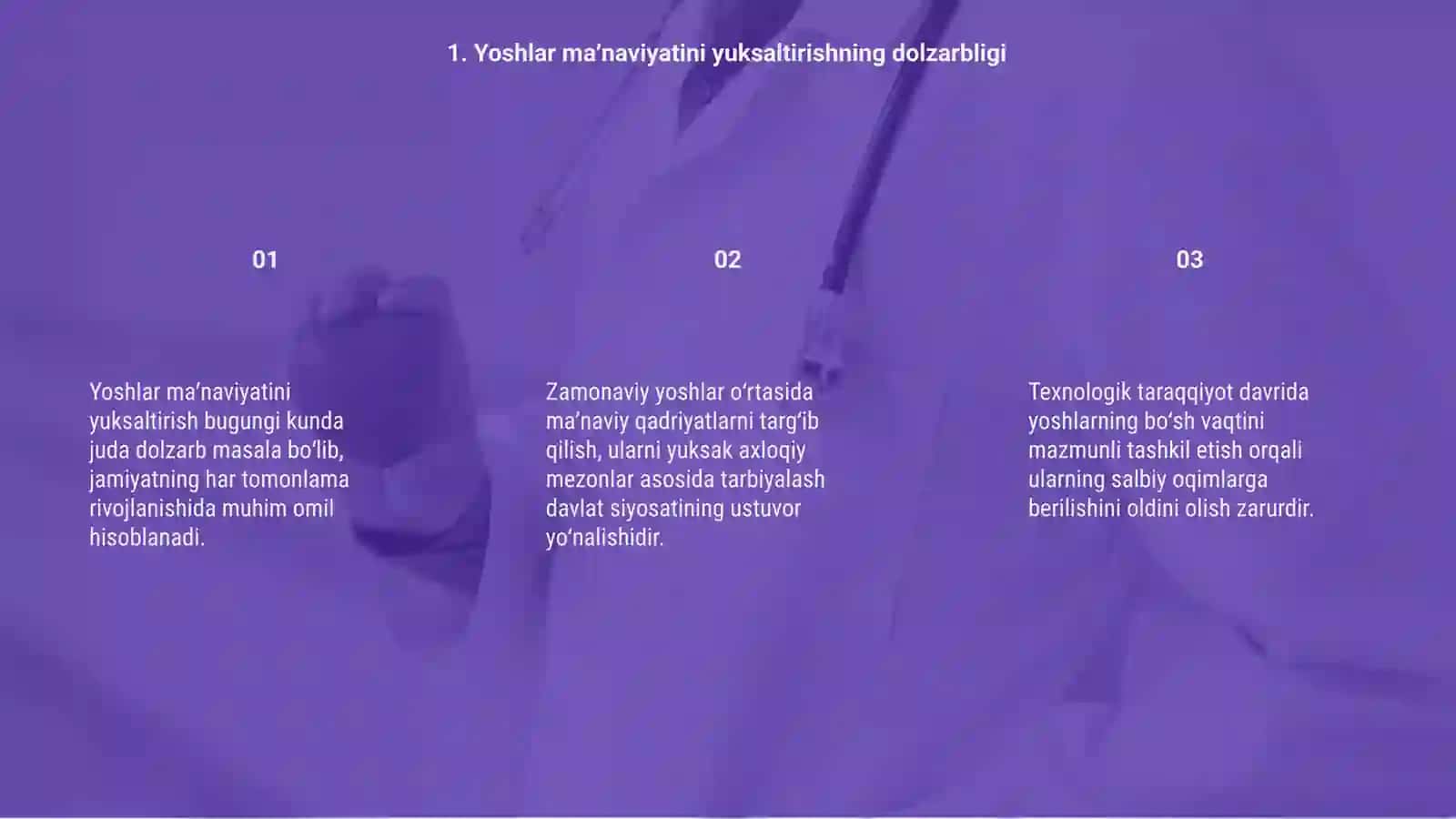 Yoshlar maʼnaviyatini yuksaltirish va ularning boʻsh vaqtlarini mazmunli tashkil etish boʻyicha beshta muxim tashabbusni targʻib etish metodlari 3