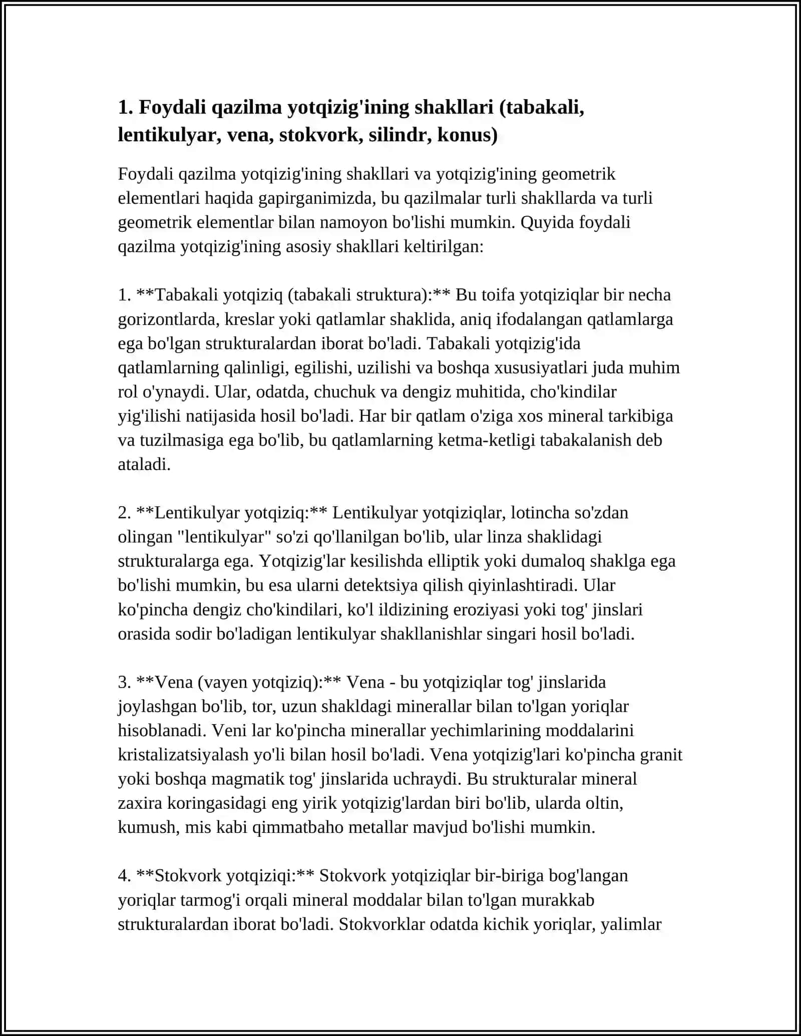 FOYDALI QAZILMA YOTQIZIG'I SHAKLI VA YOTQIZIQNING GEOMETRIK ELEMENTLARI 3