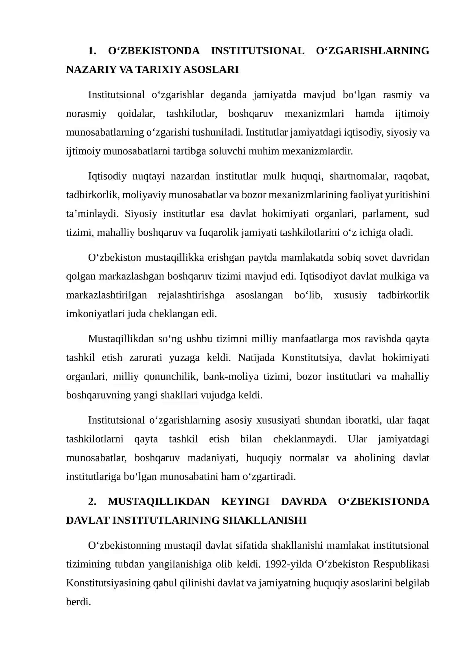 O‘ZBEKISTONDA INSTITUTLARNING INQILOBIY O‘ZGARISHI BO‘YICHA TAHLILIY HISOBOT 3