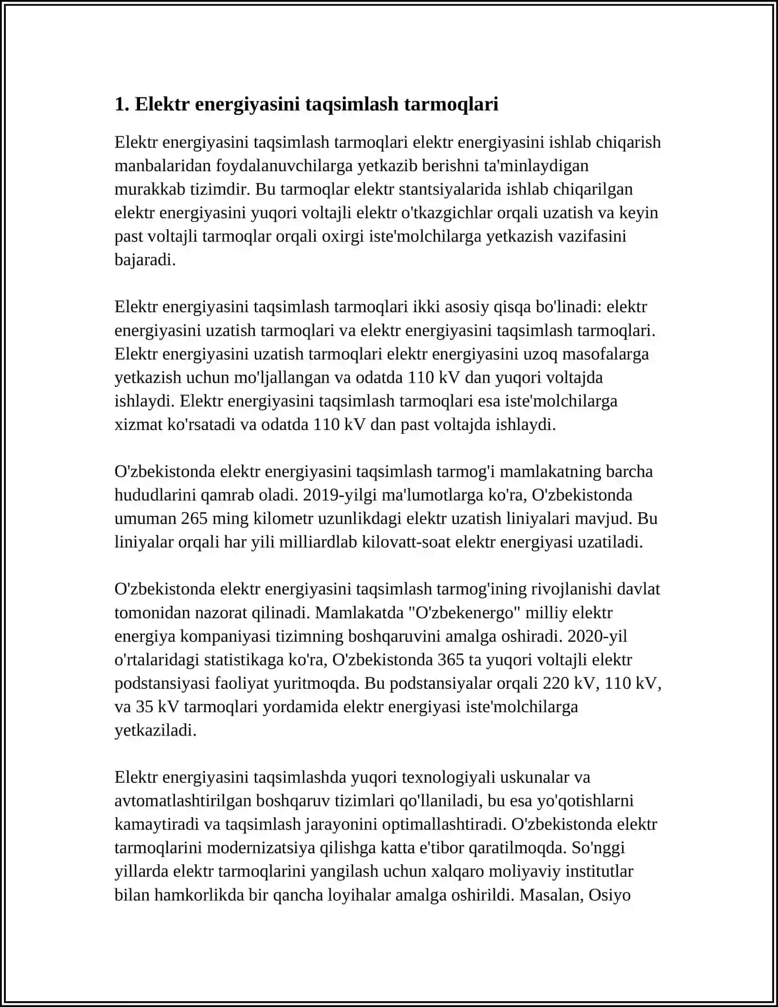 ELEKTR ENERGIYASINI TAXSIMLASH 3