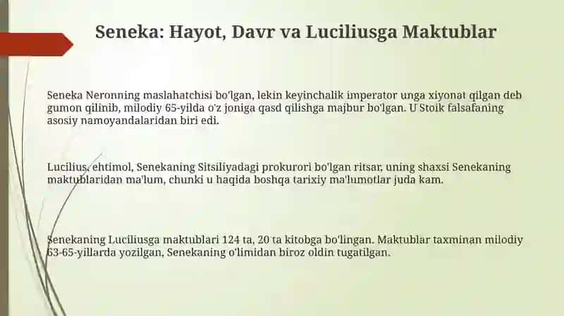 Seneka: Hayot, Davr va Luciliusga Maktublar 3