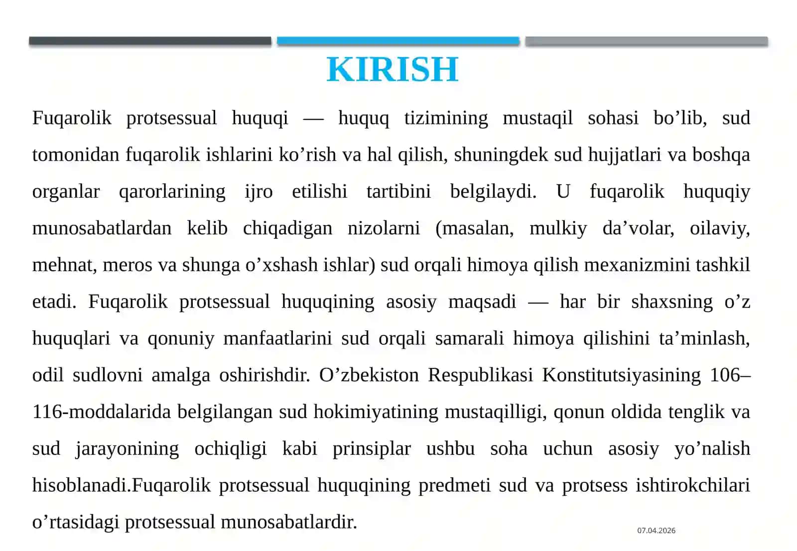 FUQAROLIK PROTSESSUAL HUQUQI TUSHUNCHASI, TIZIMI, MANBALARI 3