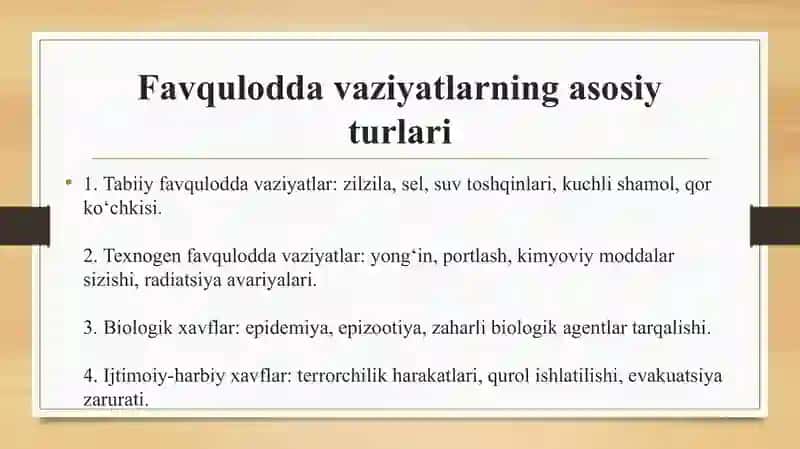 Favqulodda vaziyatlarda aholini muhofaza qilish. Jamoa himoya vositalari 3