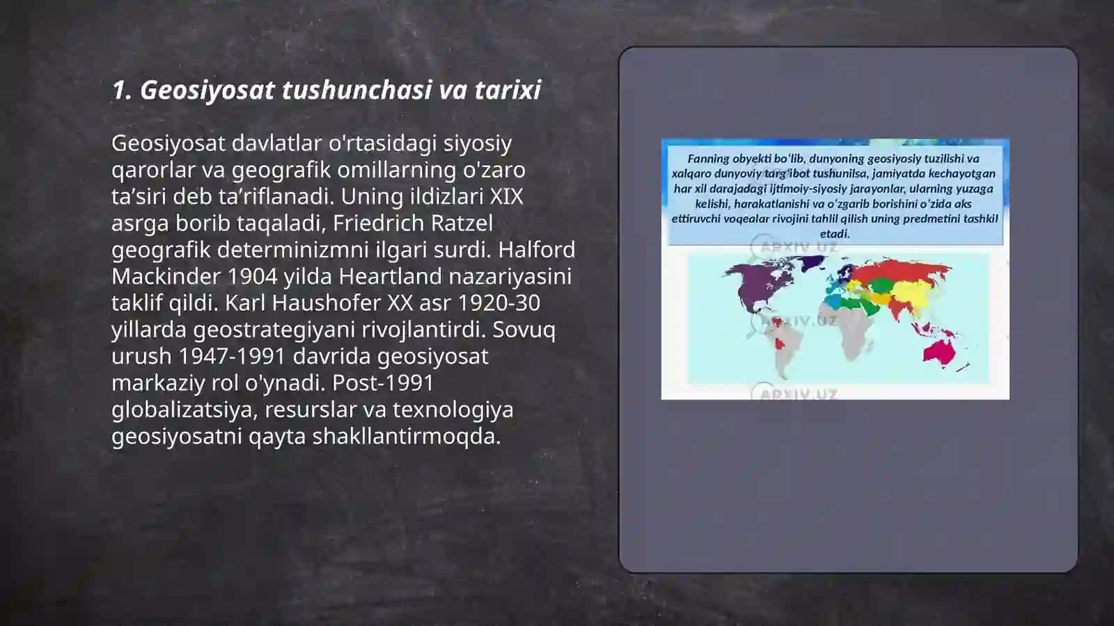 Geosiyosat tushunchasi va uning xalqaro munosabatlarga taʼsiri Mutalipov Xabib 3