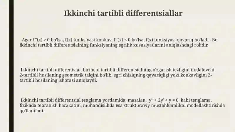 Yuqori Tartibli Hosilalar va Differensiallar 3