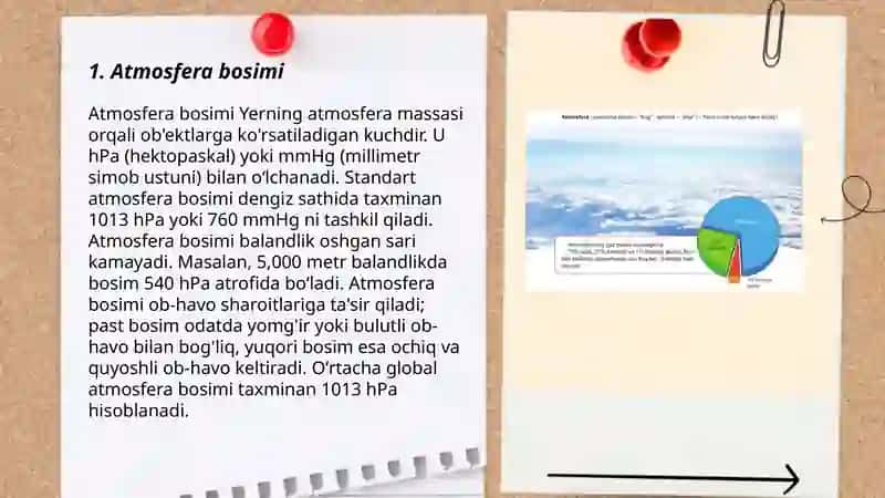 Atmosfera bosimi. Havo bosimi. Havo harorati. Havo haroratining sutkalik va yillik amplitudasini aniqlash. Biosfera 3