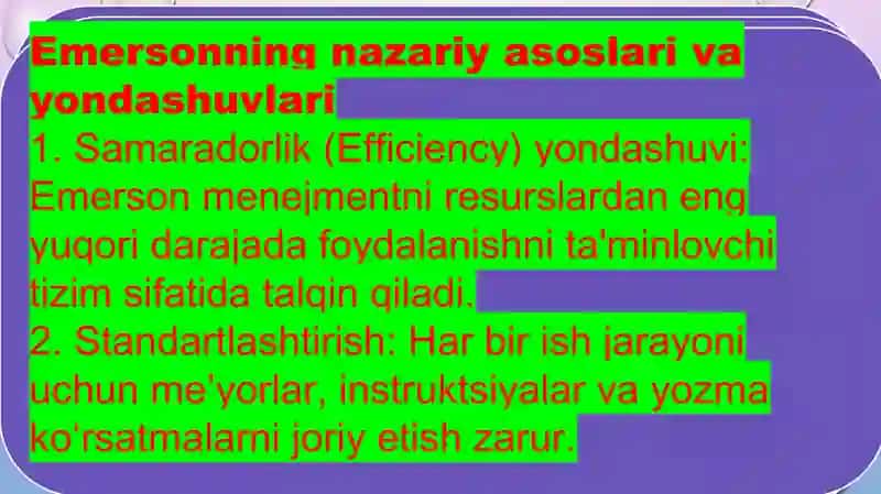 G. Emersonning menejmentga oid ilmiy qarashlari 3