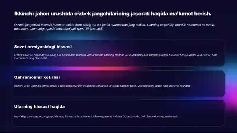 Ikkinchi jahon urushida O‘zbek jangchilarining jasorati 3