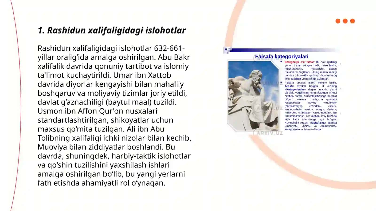 Rashidun xalifaligidagi islohotlar 3