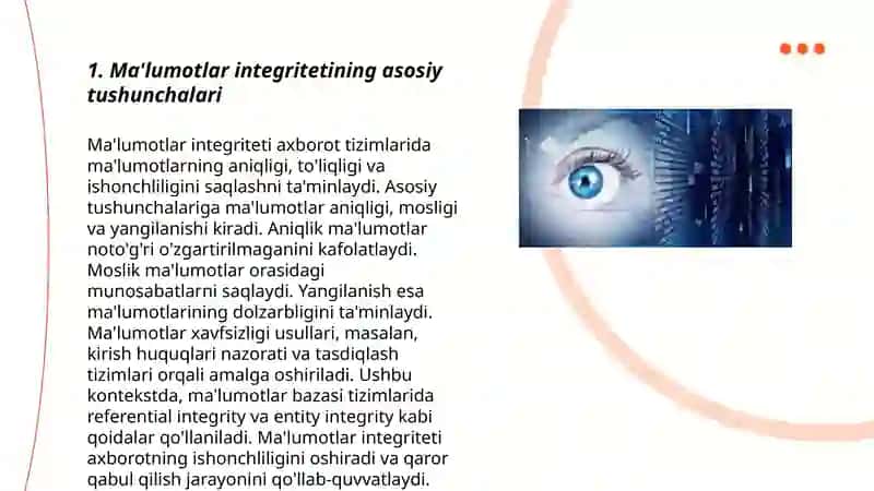 Ma’lumotlar yaxlitligini taminlash usullari 3