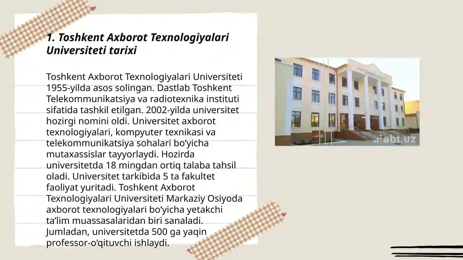 Toshkent Axborot Texnologiyalari Universiteti Tarixi 3