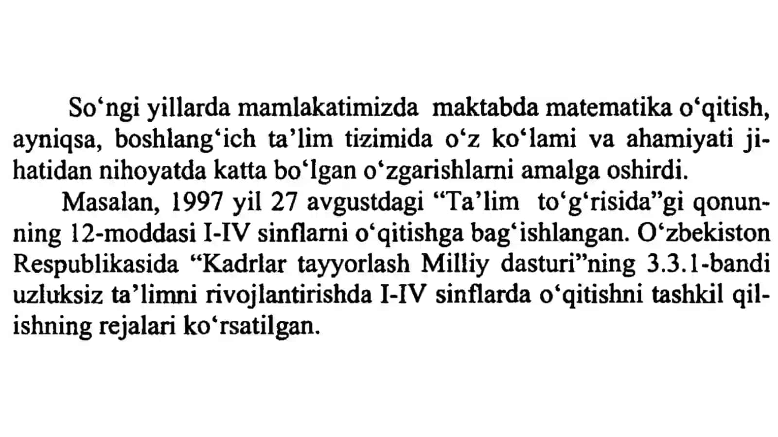 BOSHLANG’ICH SINFLARDA MATEMATIKA O’QITISH METODIKASI 3