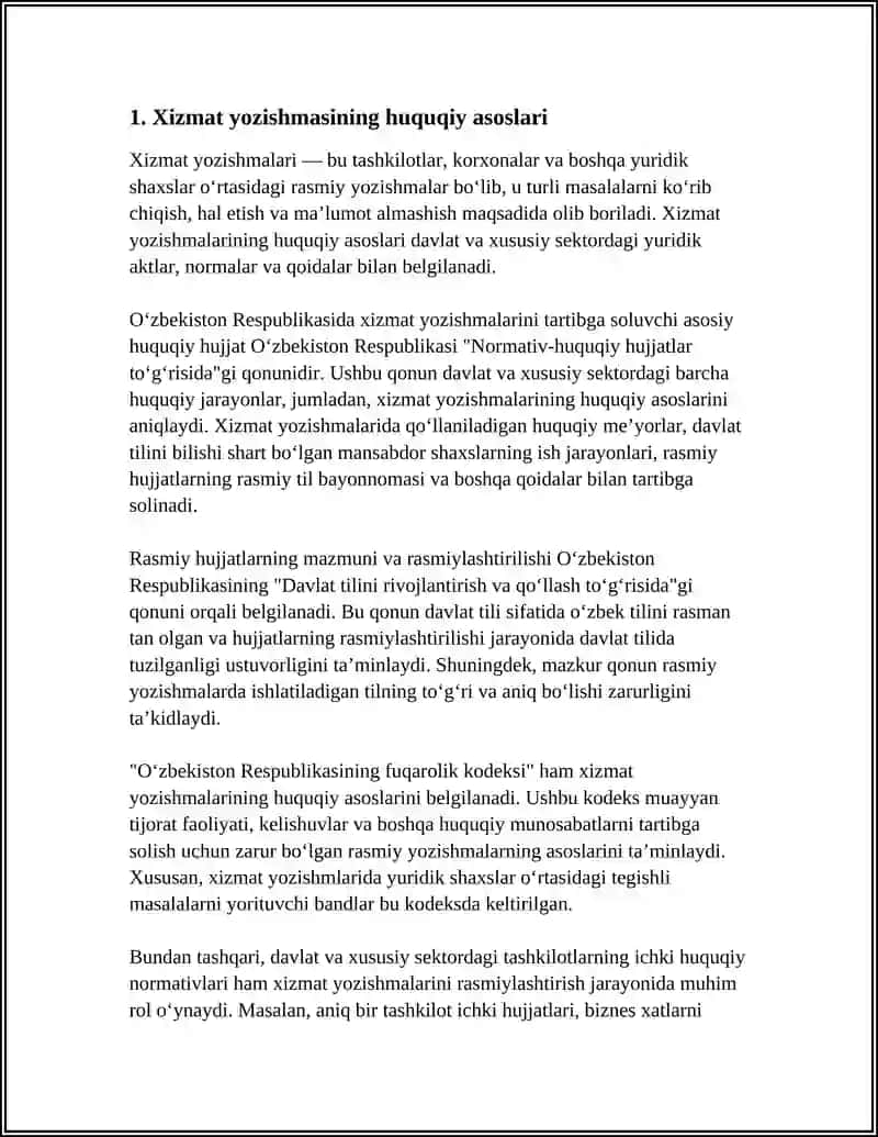 Xizmat Yozishmalari 3