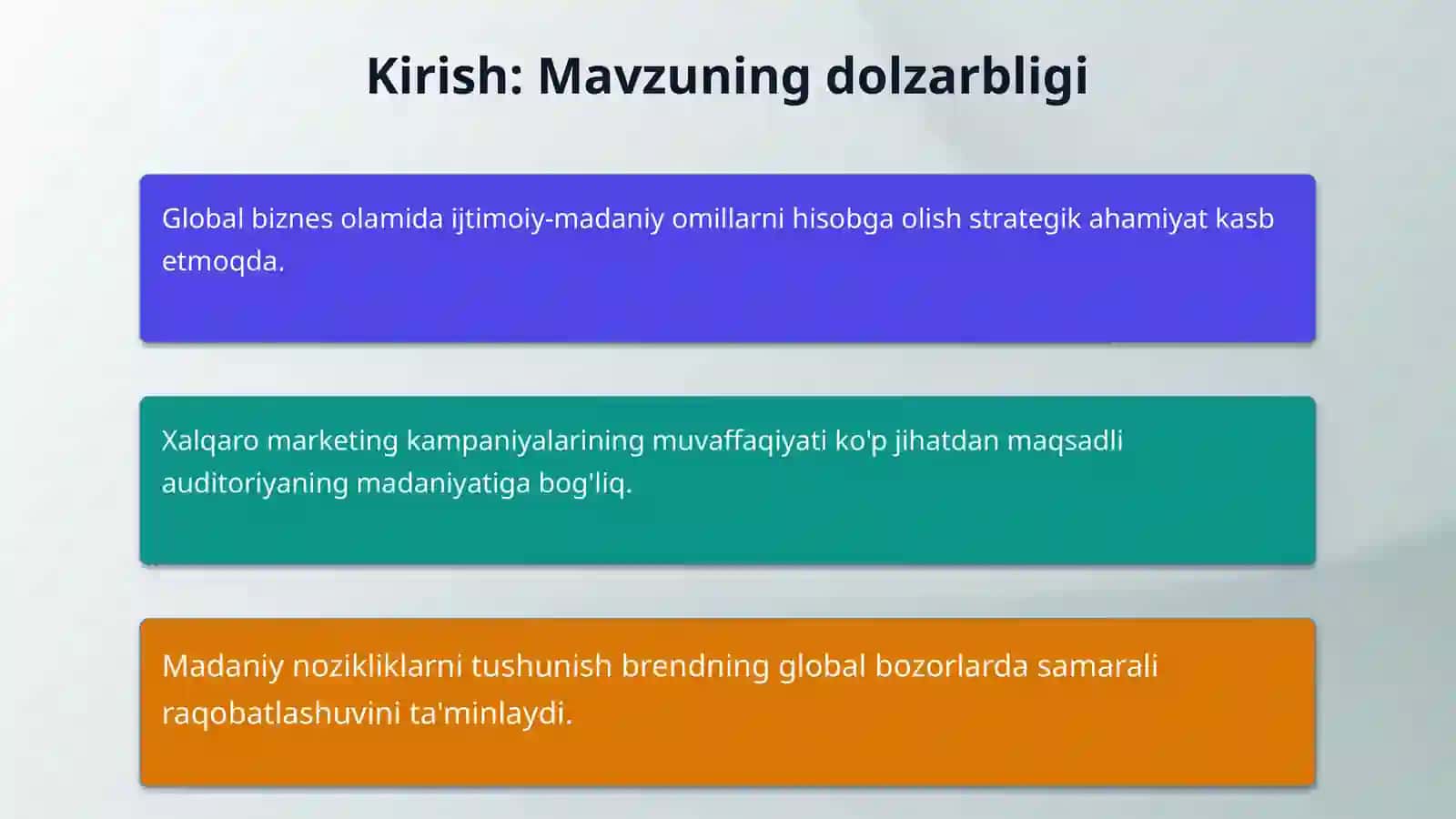 Ijtimoiy-madaniy muhitning xalqaro marketinga taʼsiri 3