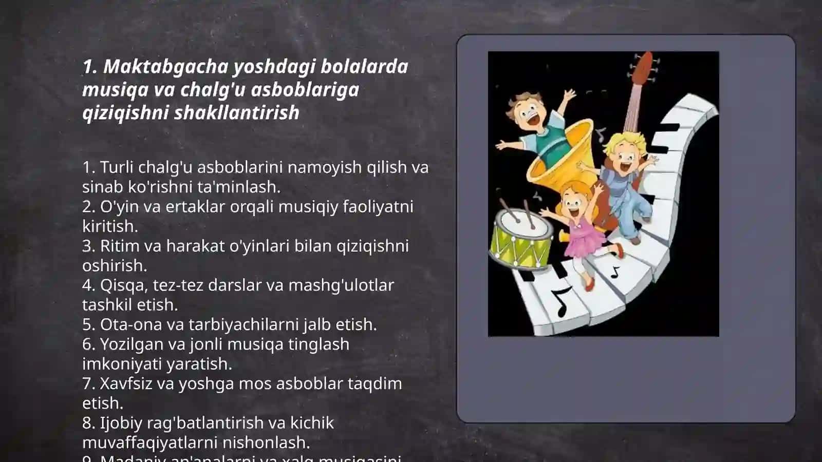 Maktabgacha ta'limda bolalar chalg'u asboblarida chalishni o'rganish 3