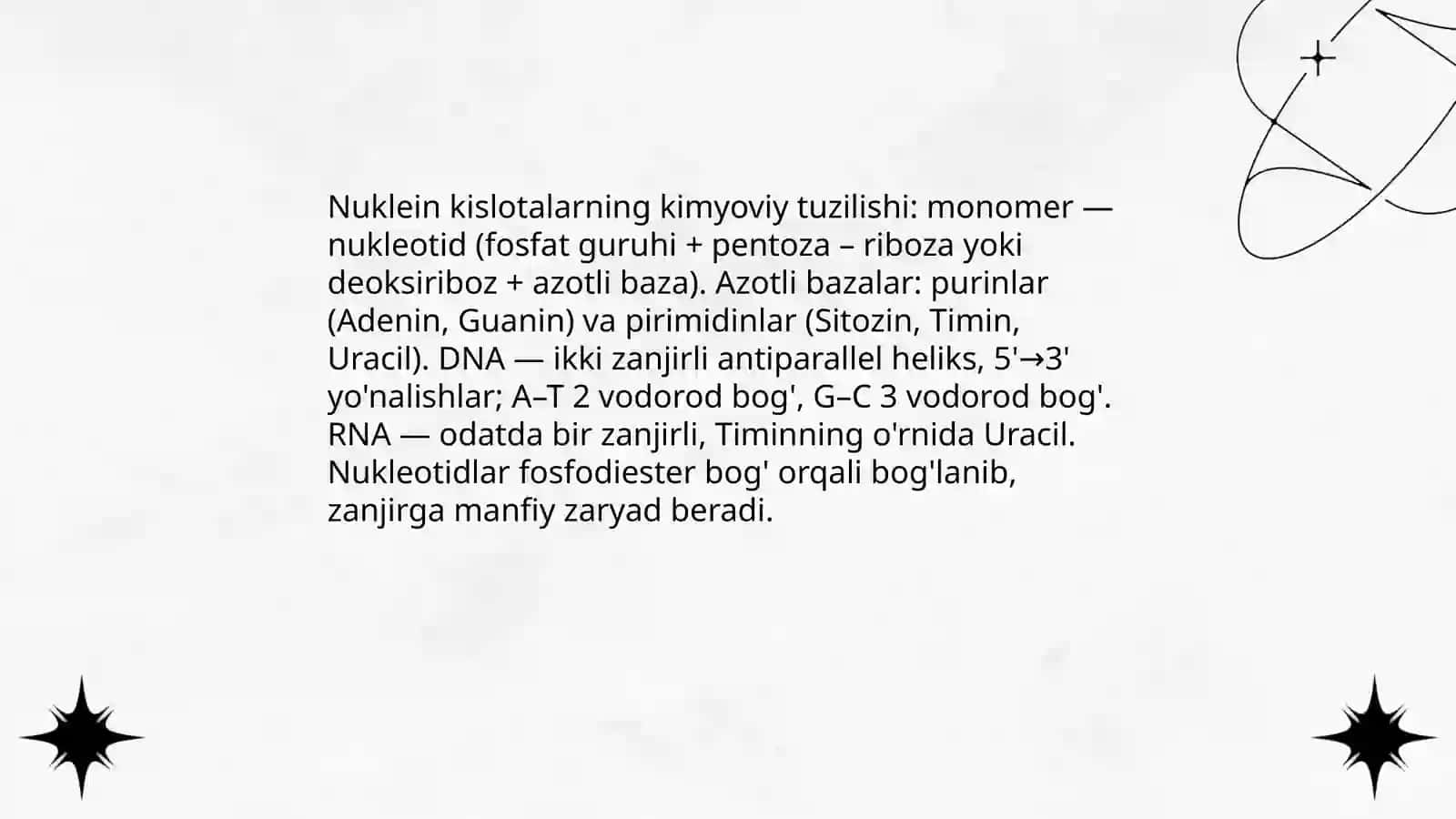 Nuklein kislota xossalari va organizmdagi ahamiyati 3