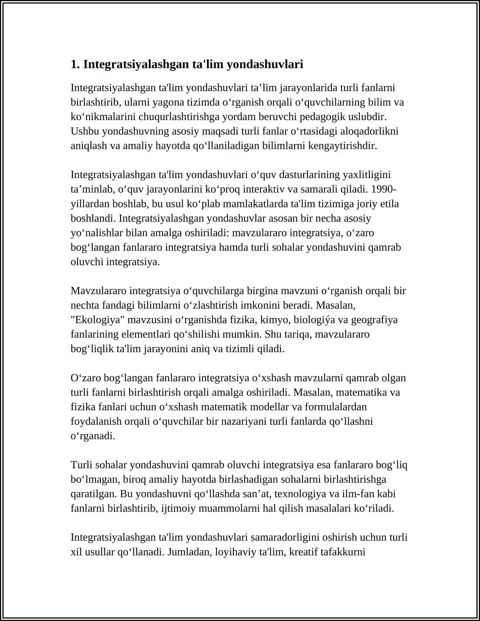 MUSTAQIL ISH Mavzu: IMKONIYATI CHEKLANGAN BOLALARNI UMUMTALIM MAKTABLARIDA O‘QITISHDA KONSEPTUAL TALABLAR 3
