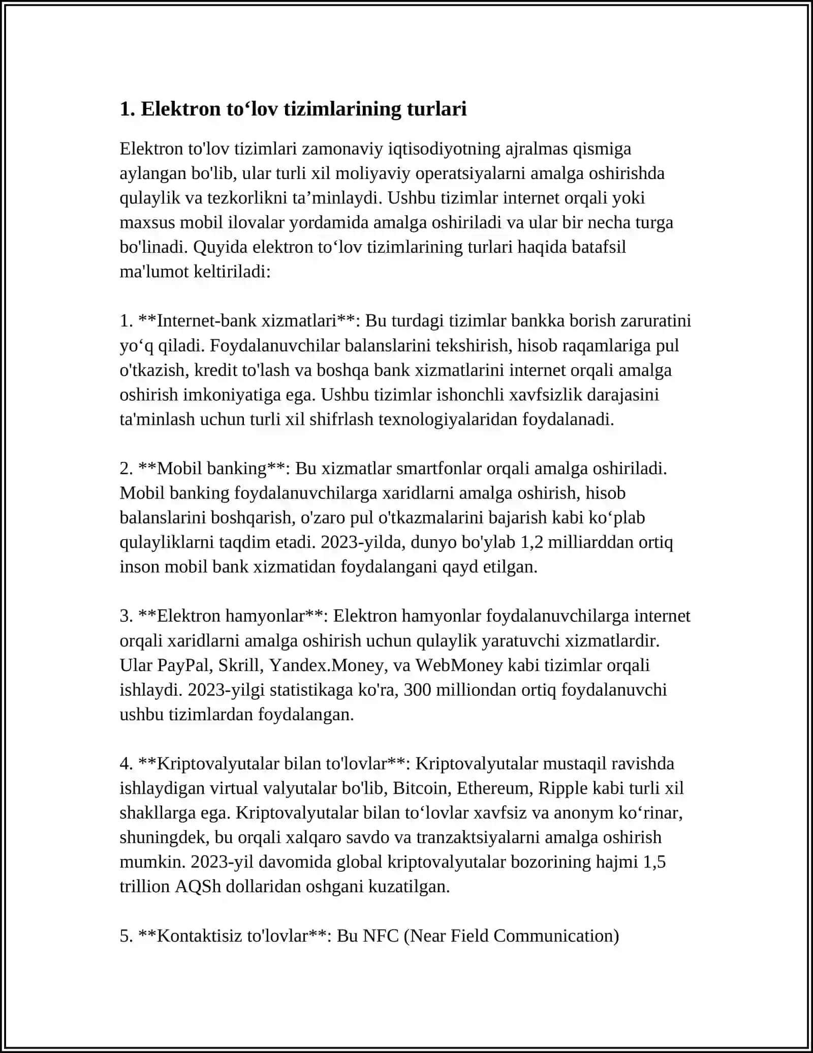 XALQARO VA MILLIY ELEKTRON TO‘LOV TIZIMLARI 3