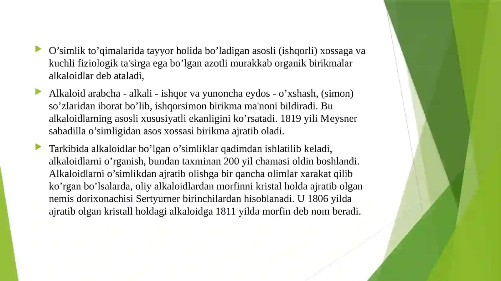 Tarkibida steroid alkaloid va glikoalkaloidlar bo'lgan dorivor o'simliklar 3