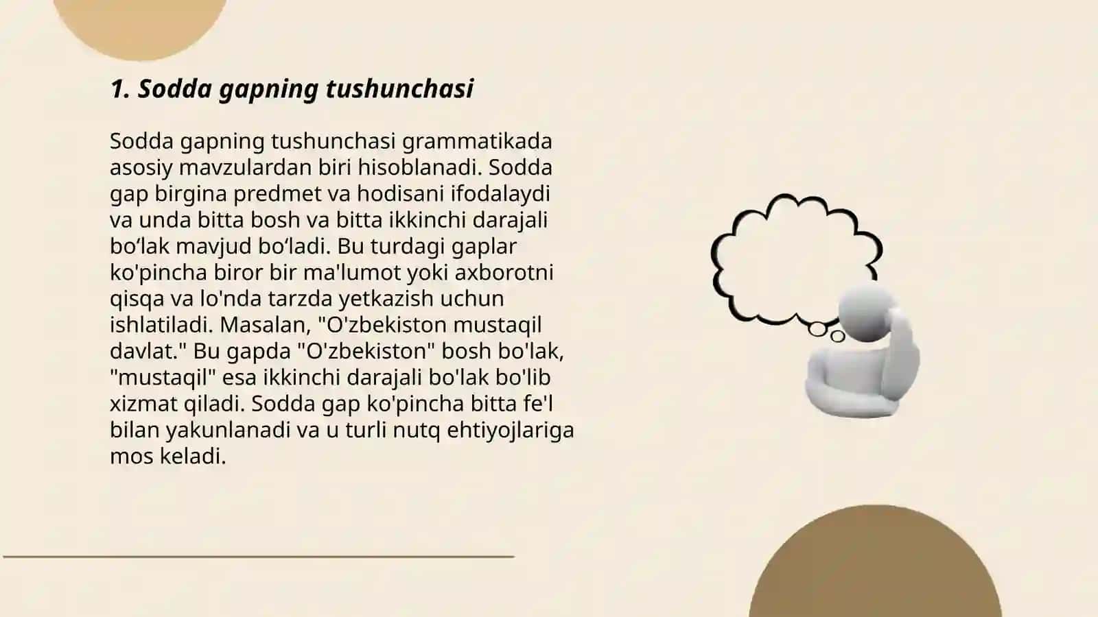 Sodda gapning tarifi va tasnifi 3