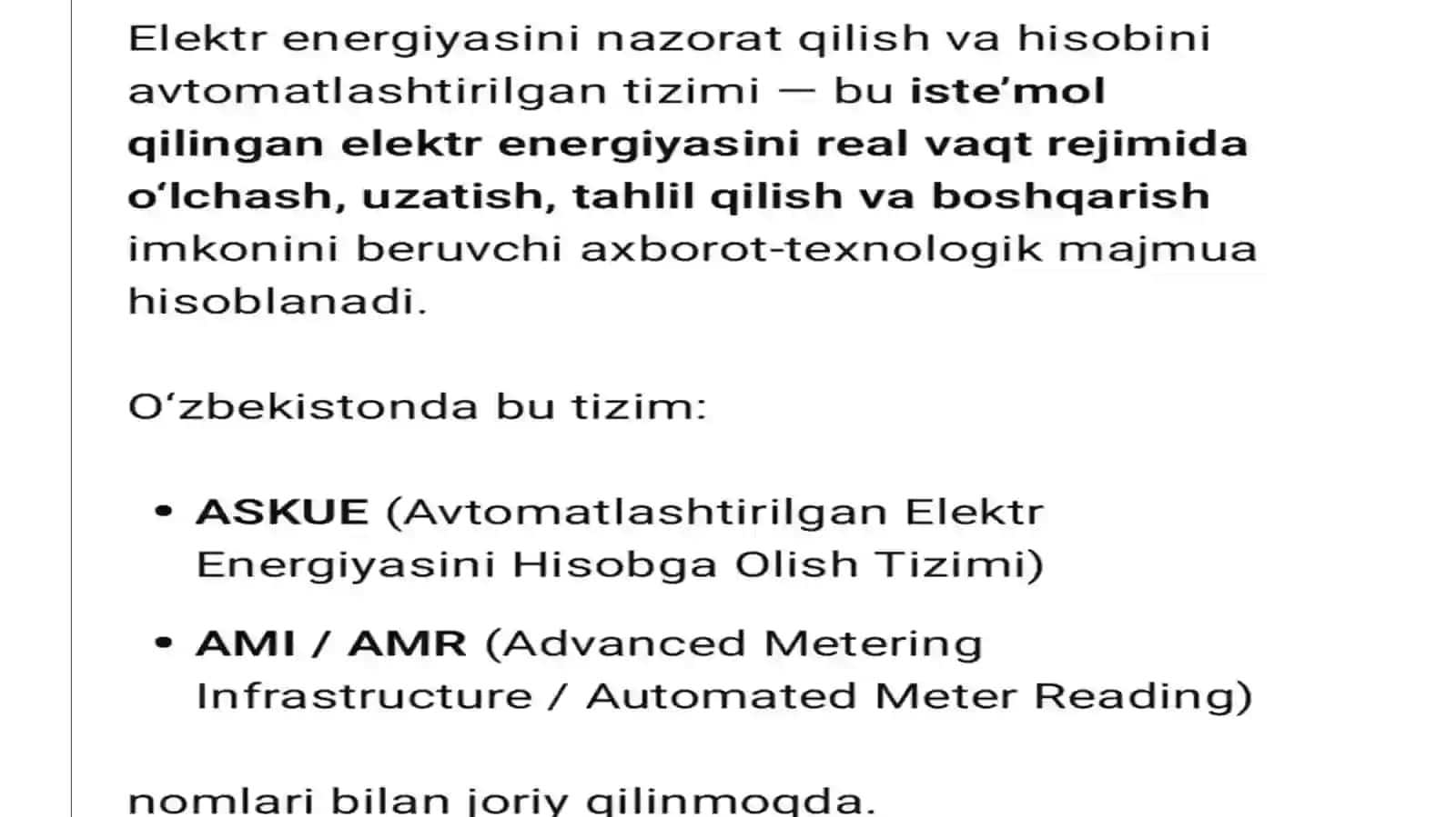 Elektr energiyasini nazorati va hisobini avtomatlashtirilgan tizimini joriy qilish 3