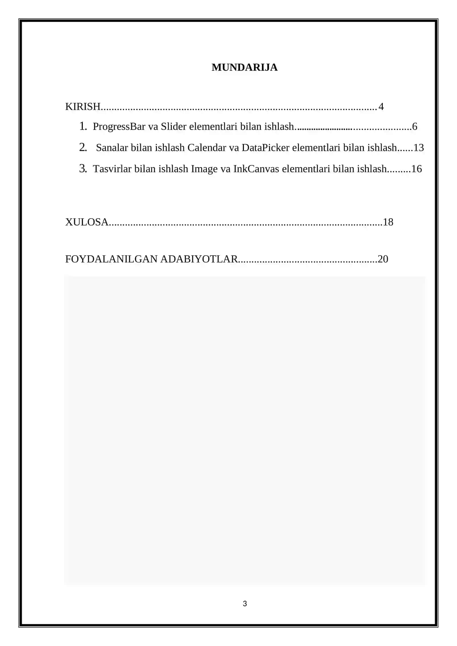 “WPF da boshqaruv elementlari bilan ishlash” Kurs ishi 3