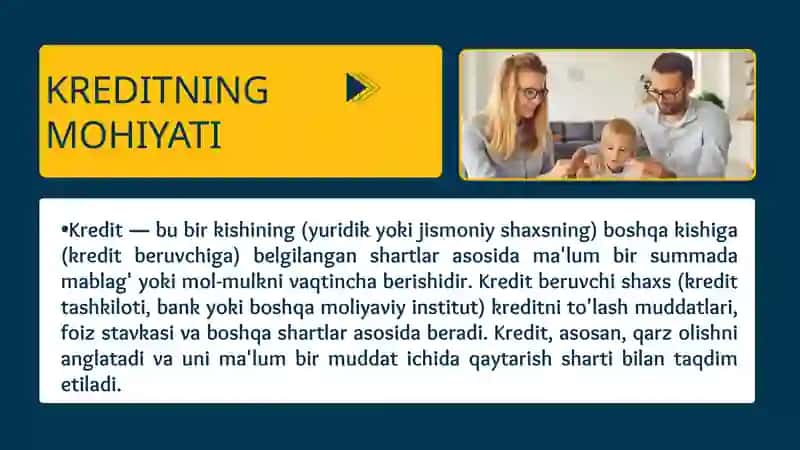 KREDITNING MOHIYATI, FUNKSIYALARI, TAMOYILLARI VA TURLARI HAMDA ASOSIY SHAKLLARI 3