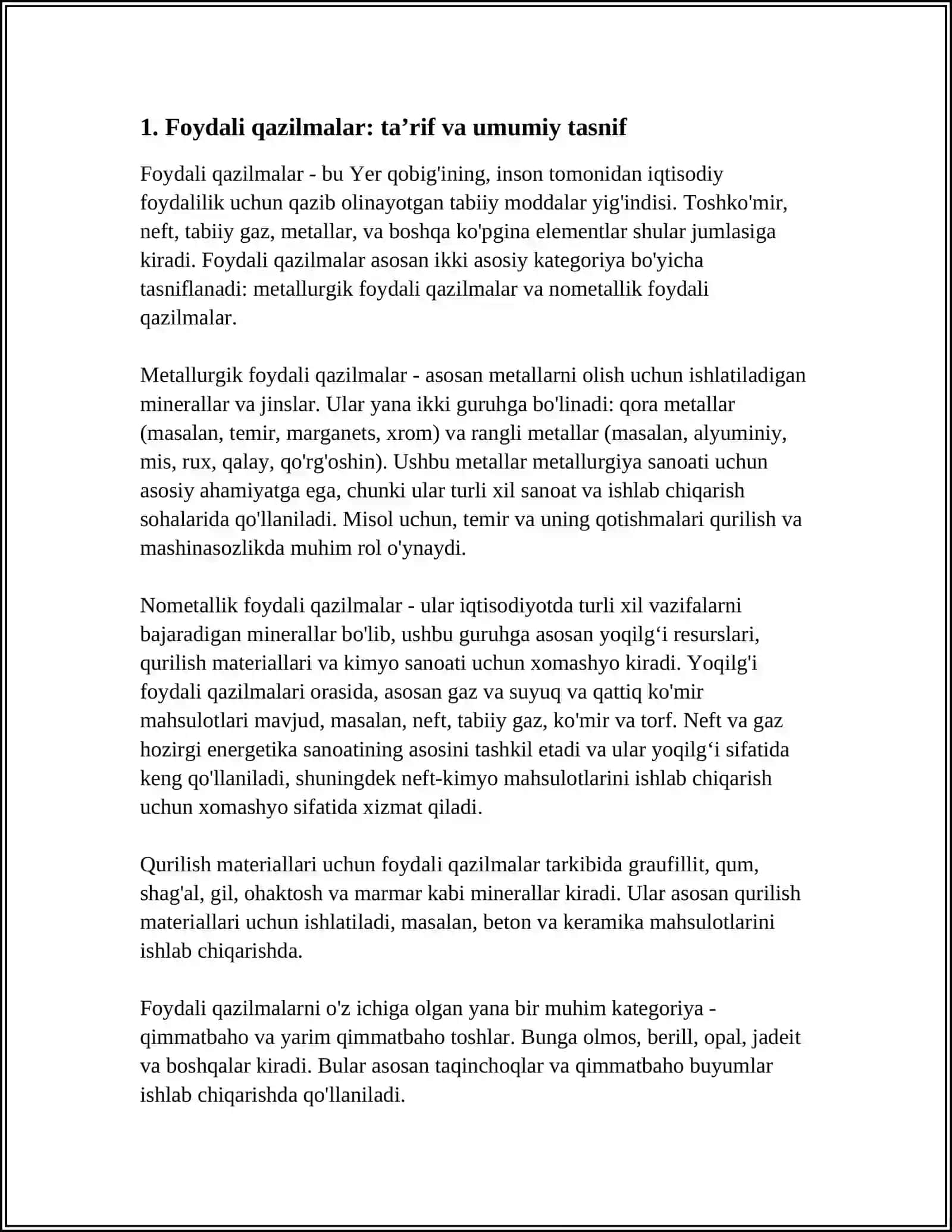 FOYDALI QAZILMA KONLARI VA FOYDALI QAZILMANING TURLARI 3