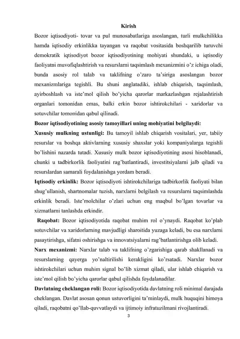 BOZOR IQTISODIYOTI, UNING VUJUDGA KELISHI VA RIVOJLANISHINING SHART-SHAROITLARI 3