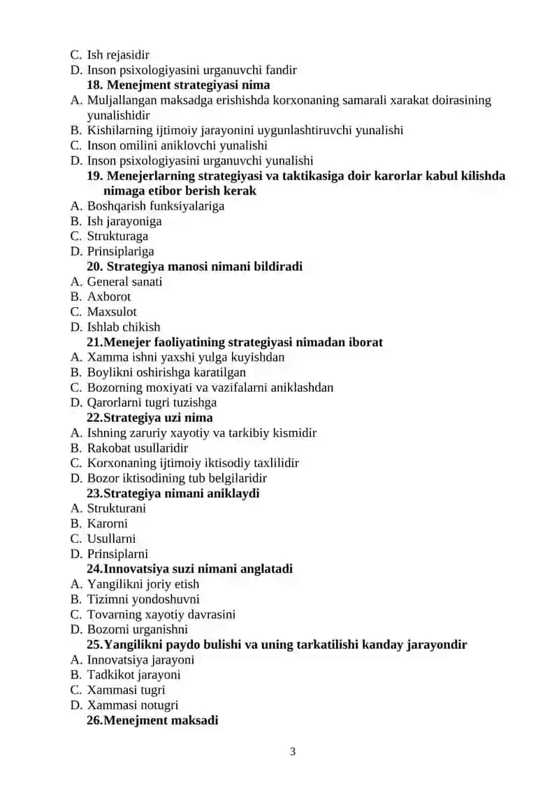 Menejment va marketing savollar toʻplami 3
