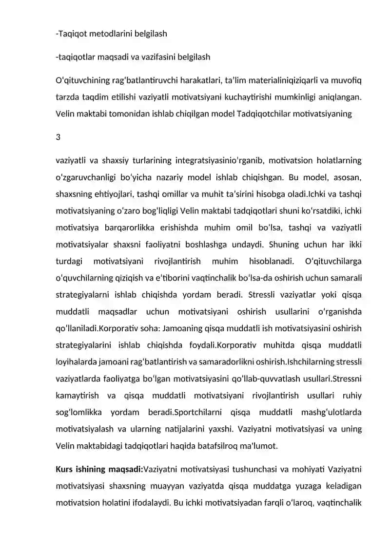 Vaziyat motivatsiyasi va uning Velin maktabi tadqiqotlari 3