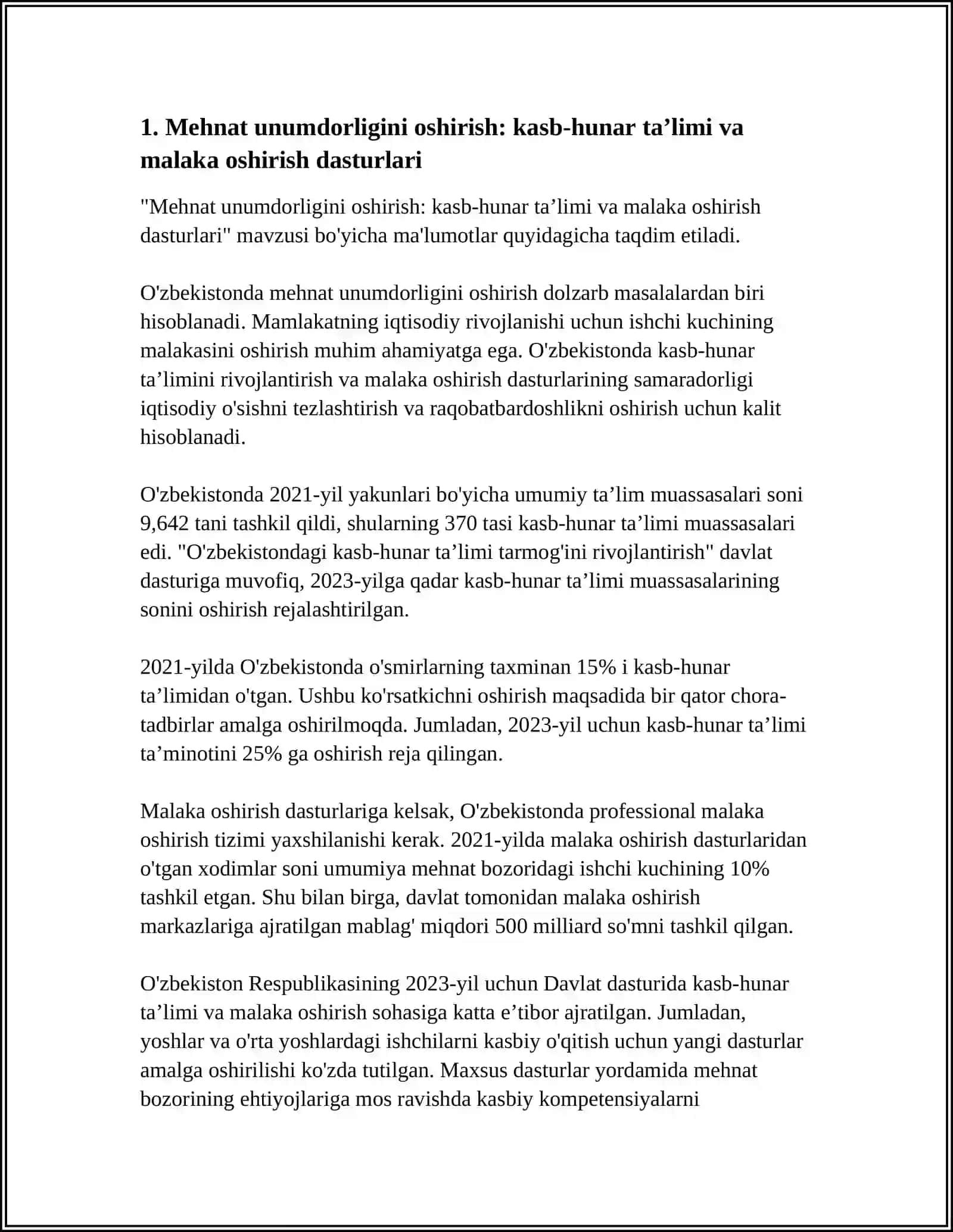 Mehnat unumdorligini oshirish: kasb-hunar taʼlimi va malaka oshirish dasturlari 3