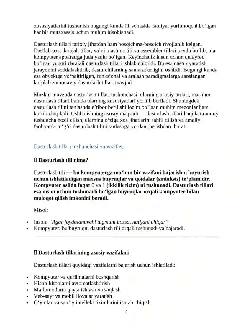 Dasturlash tillari va uning xususiyatlari 3