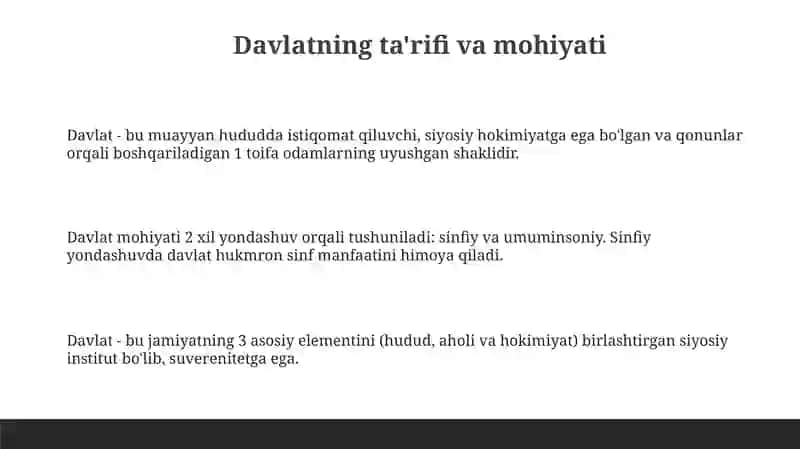 Davlat jamiyatning mavjud bo'lishi bir shakli 3