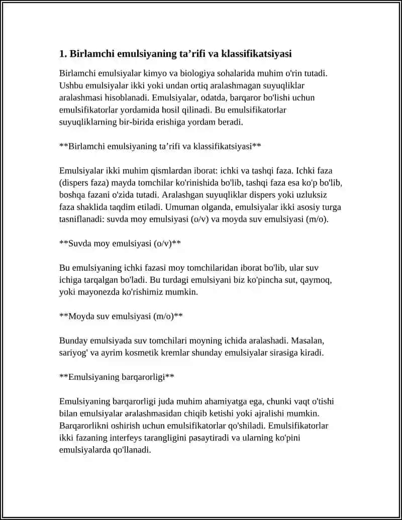 BIRLAMCHI EMULSIYALARNI TAYYORLASH USULLARI 3