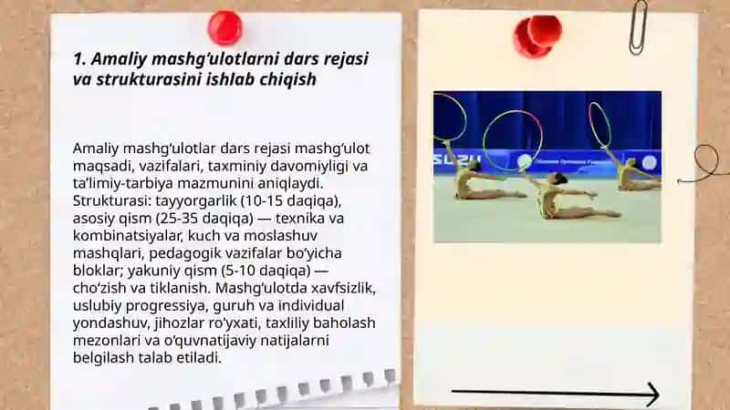 Gimnastikada amaliymashg‘ulotlarni tashkil etish va o’rgatish metodikasi 3